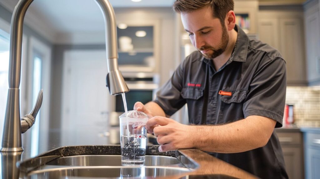 Messgerät zeigt Mikrosiemens Wasser-Werte zur Überprüfung der Wasserqualität