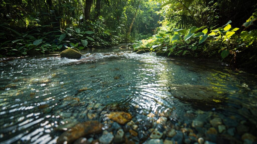 Klare, sprudelnde Quelle in der Natur, Symbol für lebendiges Wasser und natürliche Reinheit