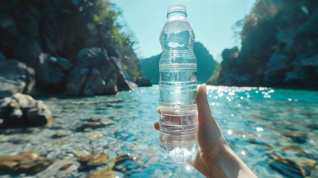 Flaschenwasser Qualität getestet in einem Labor mit Wissenschaftlern, die Proben analysieren